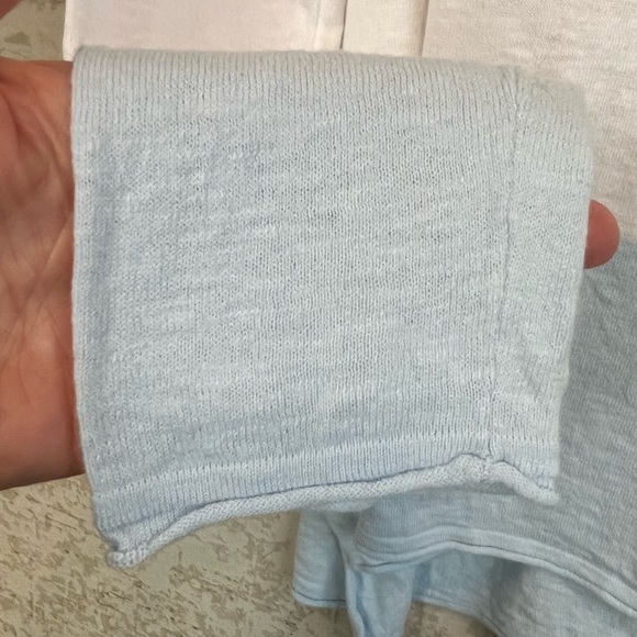 Vince. Womens Long Sleeve Drop Shoulder Top White Blue Fade Boho Beach - Picture 6 of 15